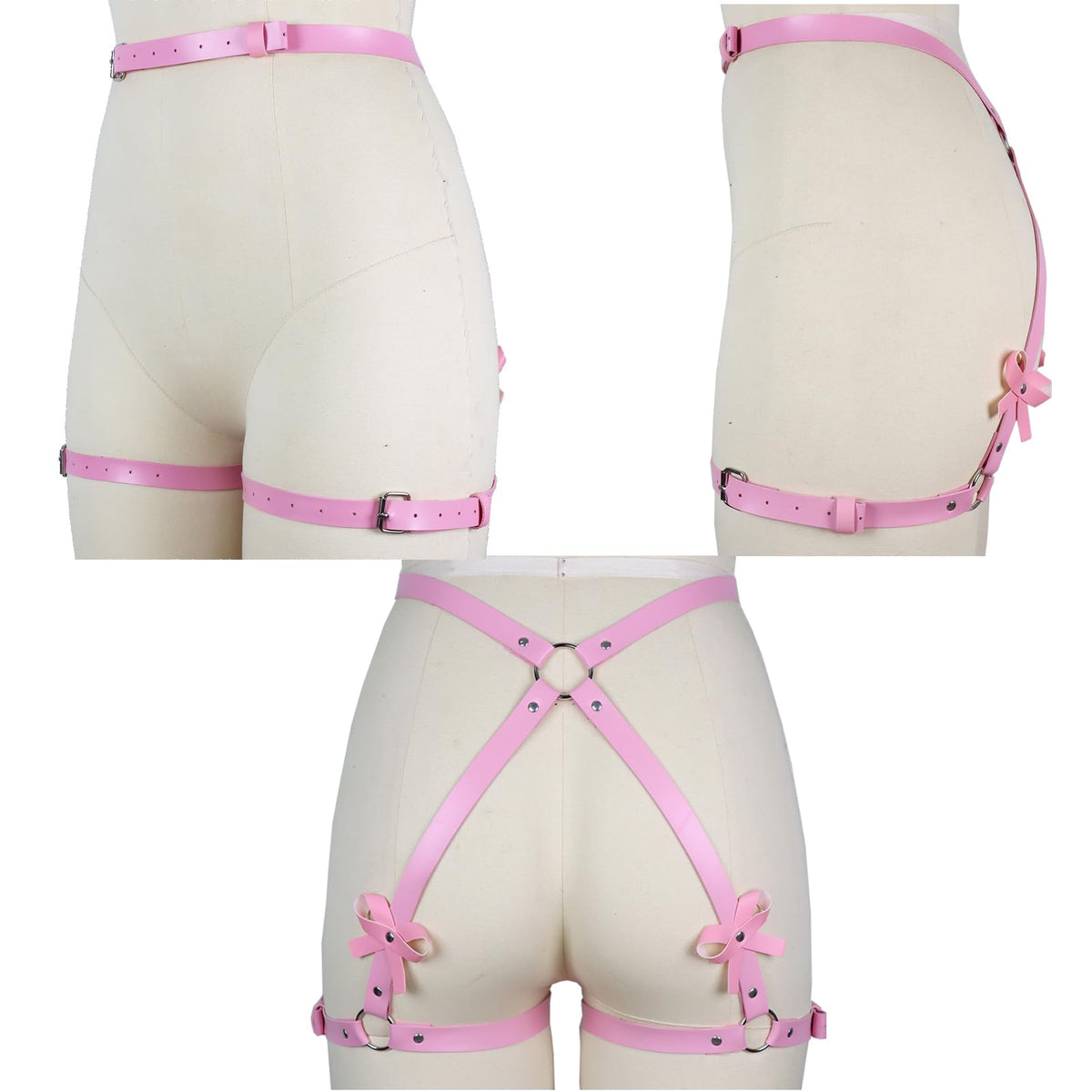 Punk Leather Thigh Straps,Pink Leather Garter Body Harness Garter Belts,Adjustable Gothic Waistband Thigh Garter,Fashion Rave Accessories Belt,For Bout Carnival Party Gift