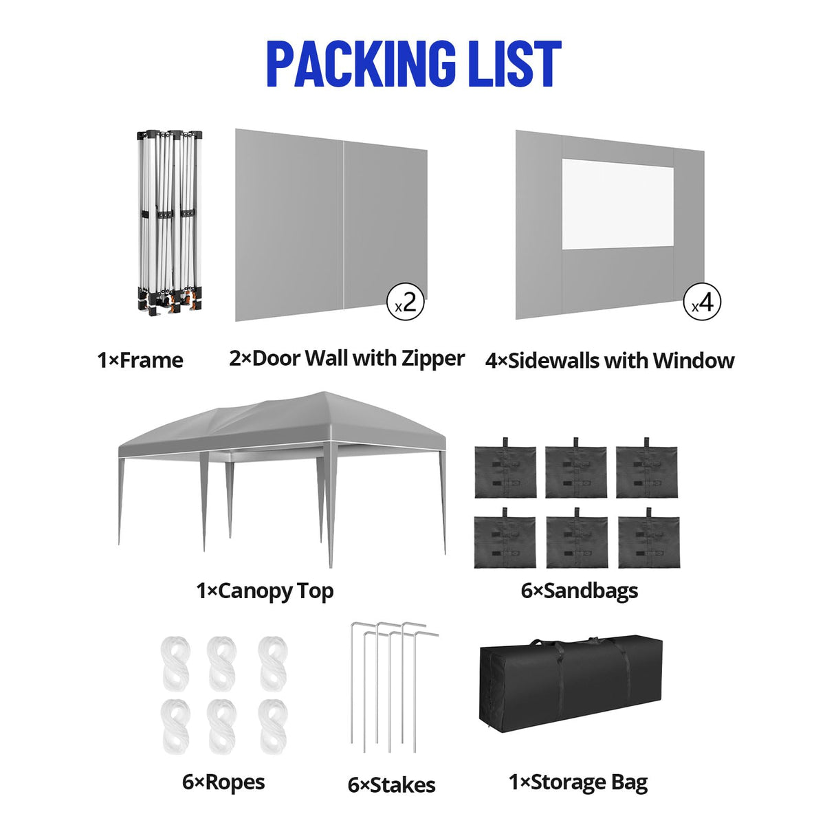 10x20 Pop Up Canopy Tent, Heavy Duty Wedding Party Tent Commercial Grade Instant Shelter with Removable Sidewalls for Outdoor, Parties, 3 Height, Carry Bag, Sandbag