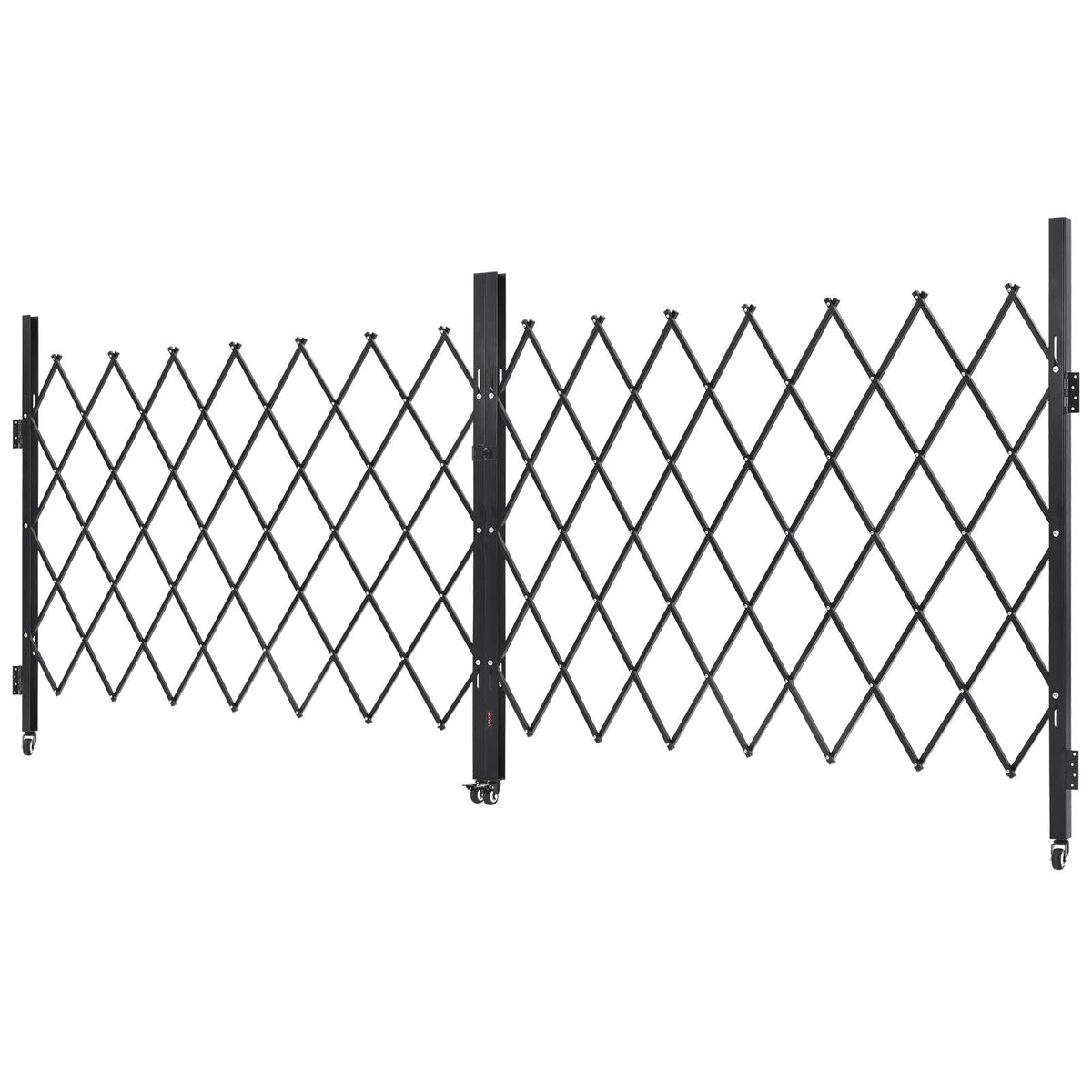 VEVOR Double Folding Security Gate, Lockable Scissor Gate with 360° Swivel Casters, Outdoor Barricade Steel Retractable Gates, for Entry Security, Garage, Warehouse & Pool, 145.67 x 63.19 in (W x H)