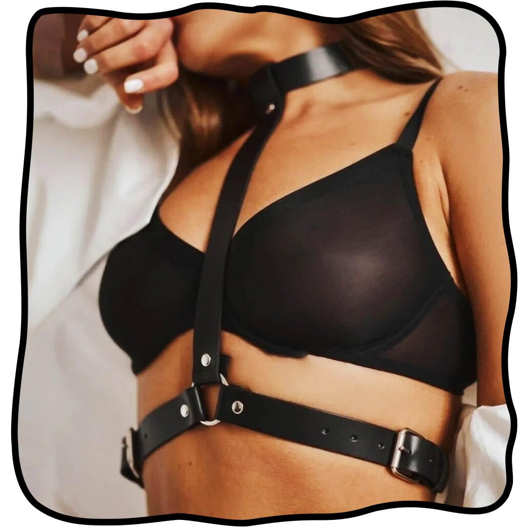 Fstrend Leather Chest Harness Belt Fashion Rave Black Body Accessory