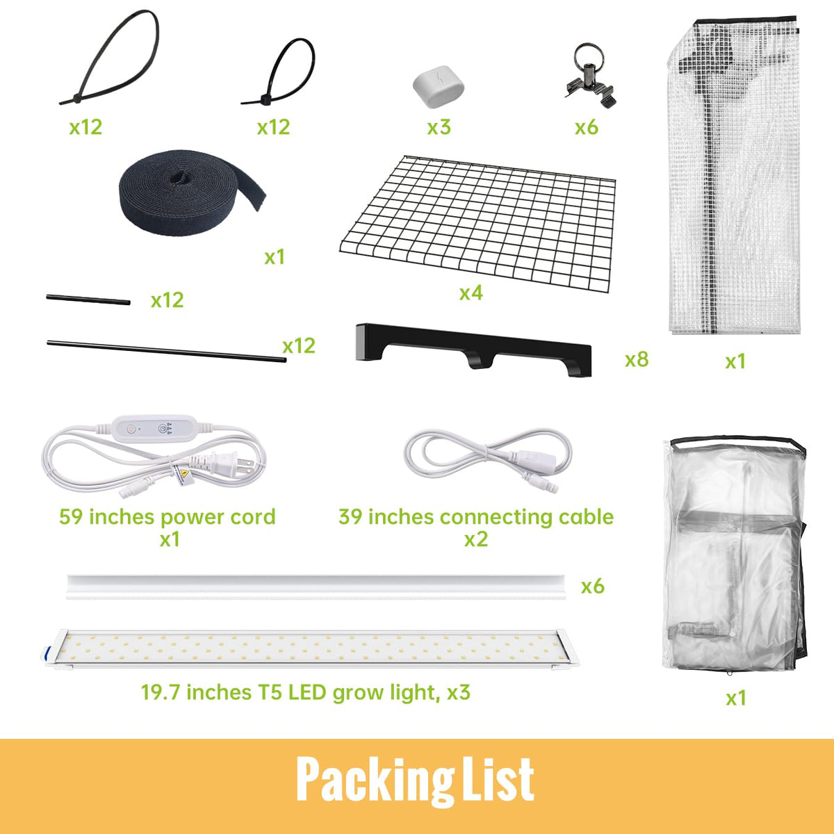 SpeePlant LED Grow Light Bulbs+4-Tier Plant Stand with Zippered PVC Tent, 27" L x 19" W x 59" H