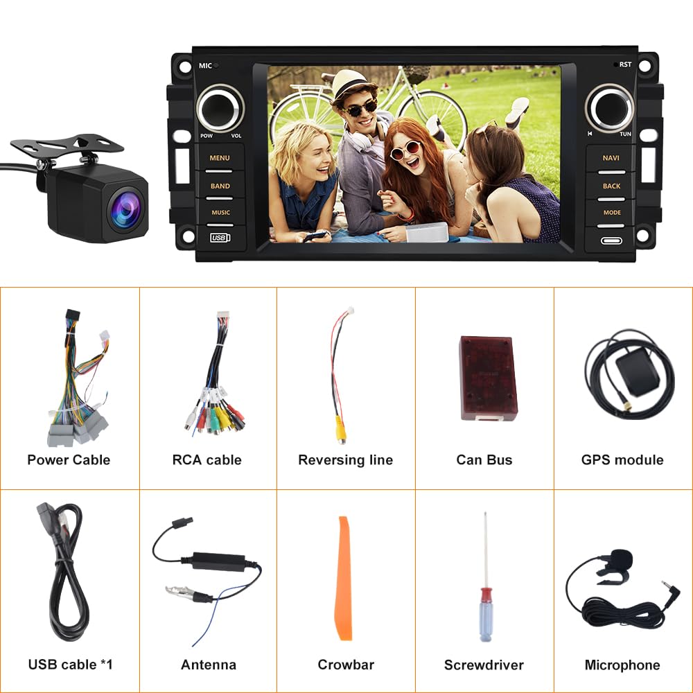 AWESAFE Android Car Radio for Jeep Wrangler JK 2007-2018, Dodge Ram 1500 2500 3500, Jeep Compass Patriot 2009-2016, Touch Screen Jeep Jk Radio with Carplay Android Auto AM FM