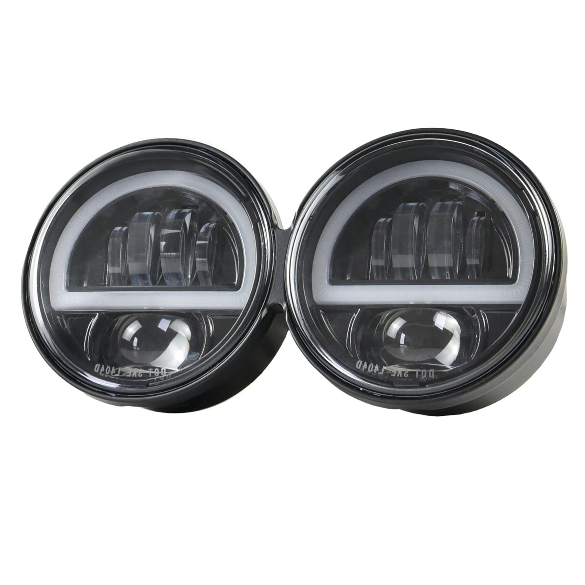 VEISUTOR Dual LED Headlight for Fat Bob,Upgraded LED Headlamp Front Light Kit with High Low Beam Turn Signal Lights and Halo Ring DRL for Harley Dyna Fat Bob 2008-2019 Accessories