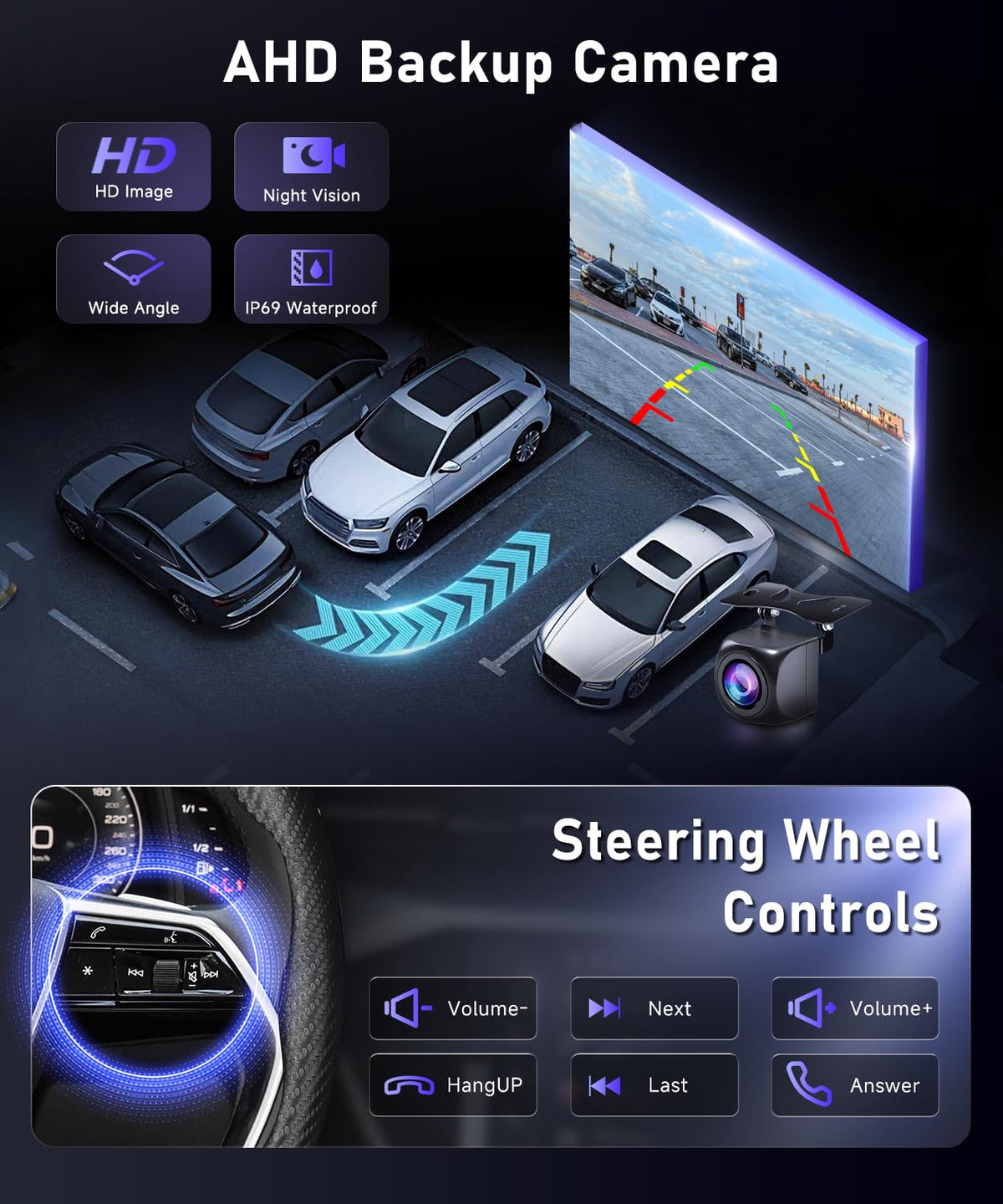 4G+64G Car Radio Stereo for Ford F150 F250 F350 Fusion Edge Explorer Expedition, 7“ IPS Touch Screen/Android 15/Wireless CarPlay/Android Auto/DSP/GPS/WiFi/5.0Bluetooth/SWC/AHD Backup Camera