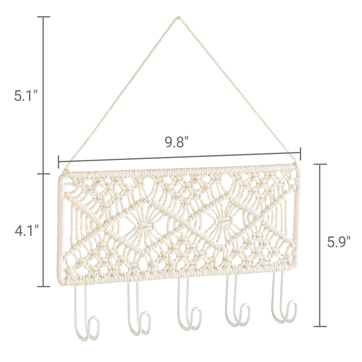 Mkono Macrame Hanging Shelves Key Holder Boho Wall Decor