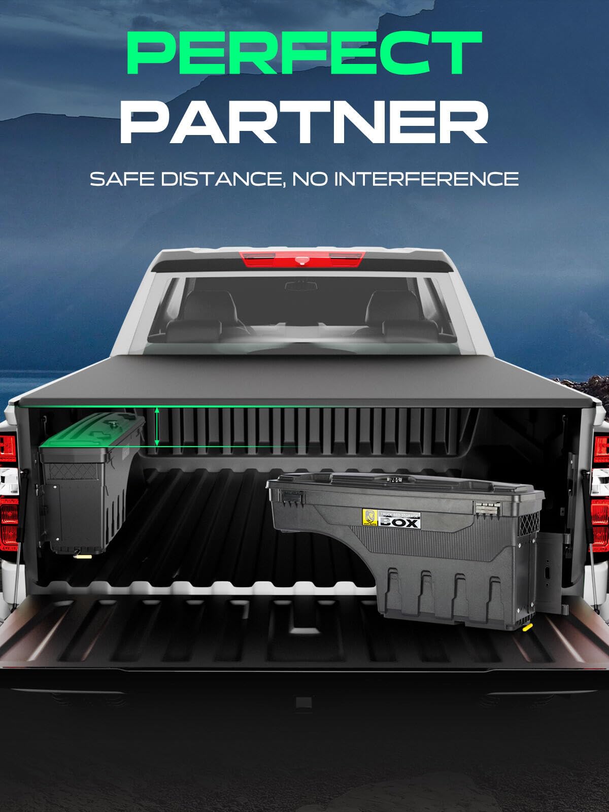 YHTAUTO Truck Bed Storage Tool Box Lockable Fits 2002-2018, 2020-2021 Dodge Ram 1500 2500 3500, 2019-2021 Ram 1500 Classic, Passenger Side, Not Fit Ram Box, Swing Waterproof Wheel Well Toolbox