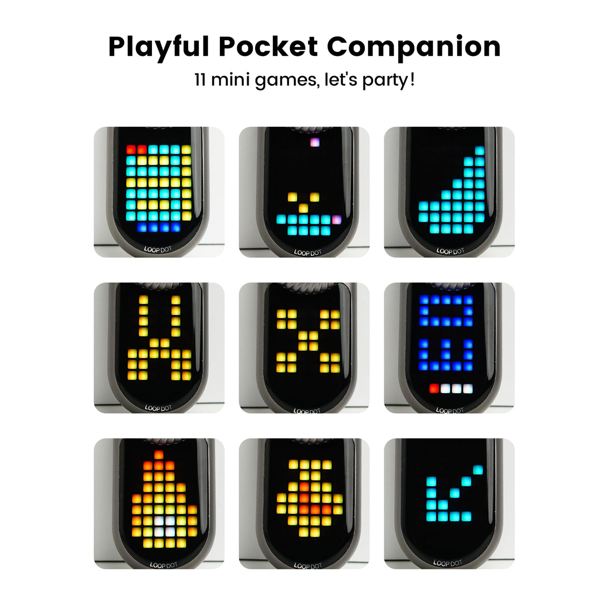 LOOPDOT EDC Flashlight – Rechargeable Small and Powerful LED Flashlight with RGB Pixel Display, Interactive Games, Adjustable Brightness – Cool Gadget Gift for Kids & Adults (TI)