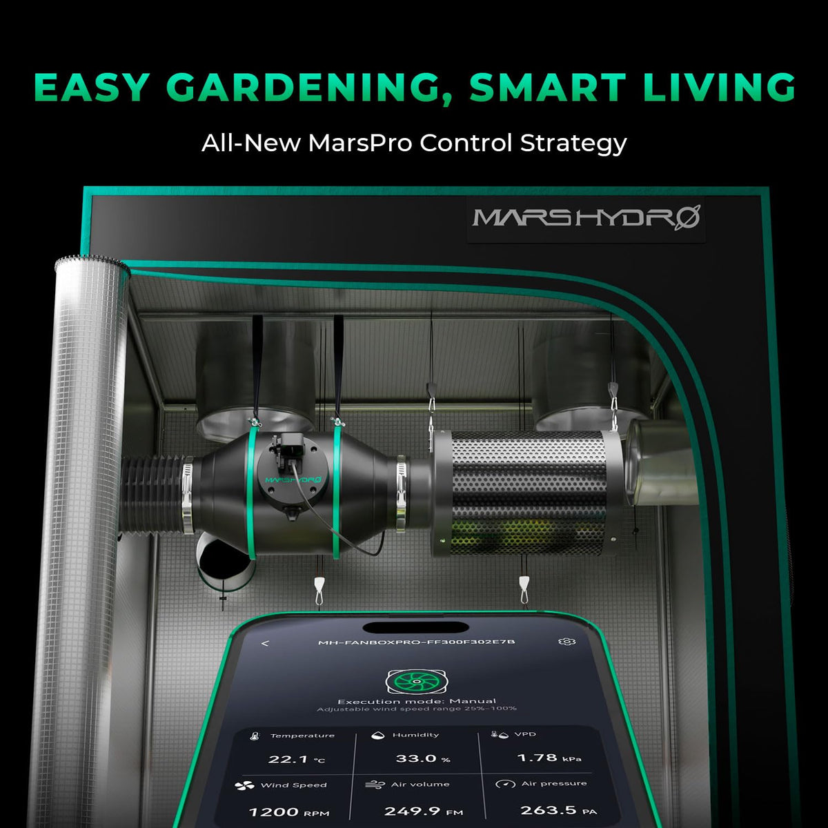 MARS HYDRO iFresh 6 inch Inline Duct Fan,402 CFM Quiet EC Motor Grow Tent Ventilation Exhaust Fan with Speed Controller for Grow Room Cooling,Booster,Indoor Gardening ,Hydroponics