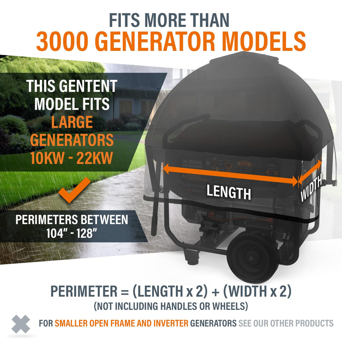 GenTent XL Open Frame Running Cover – Universal Kit Generator Tent for Larger Generators (Black, XL - Standard)