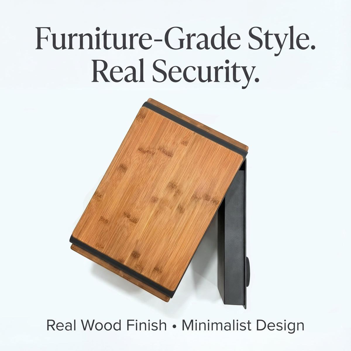 Iron Lock® Smart Safe with Wood Finish, Fingerprint & Touchscreen Keypad, Bluetooth App Control, Share Access, Emergency Key, Bolt-Down Security