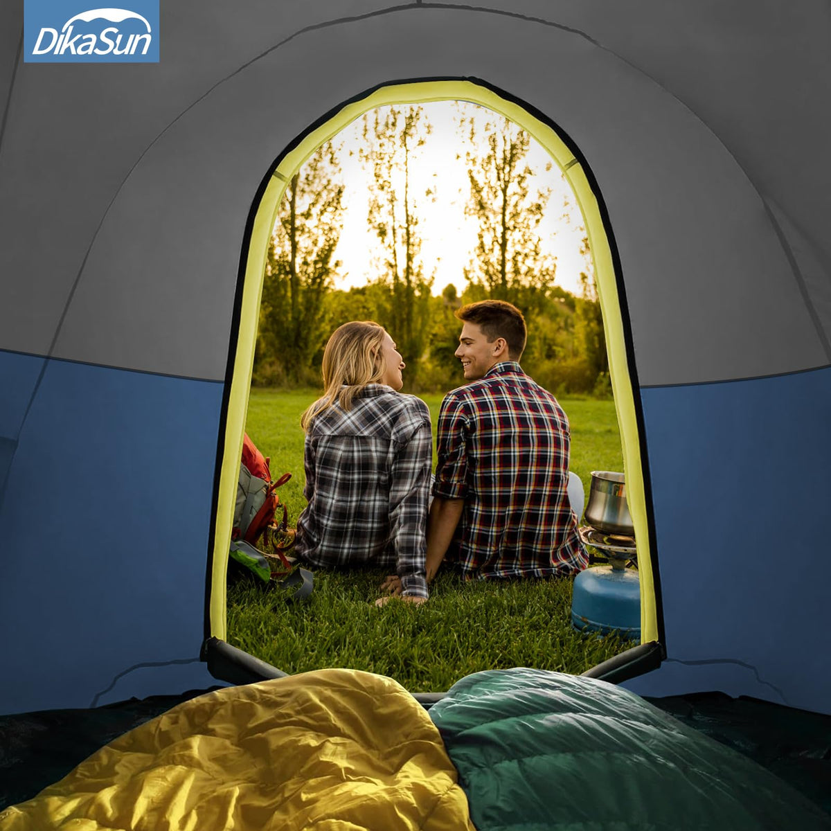 Truck Bed Tent, Double Layer Truck Tent 6.4-6.7 Ft, Waterproof PU3000mm Tear-Resistant Pickup Tent for 2 Person Camping and Outdoor with Awning(Cyan)