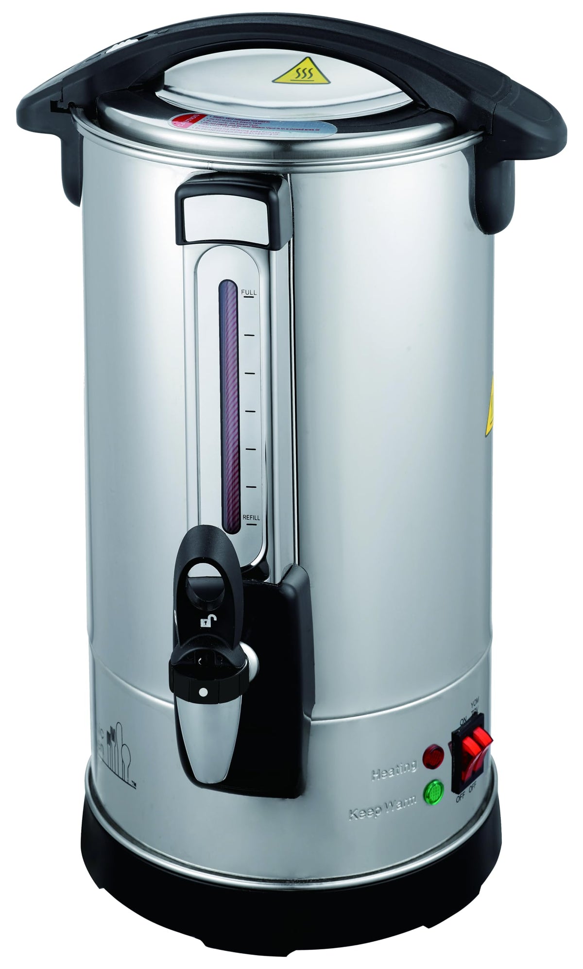 ClassicKitchen® 40 Cup Hot Water Boiler Urn with Twisloc™ Safety Locking Tap, Stainless Steel Spout, Stainless Steel Double Wall Circuit Board Heating System allows Instant Reboil.
