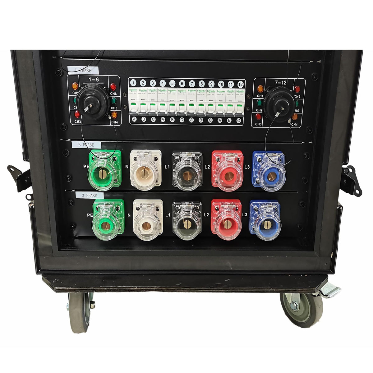 JUNMAN 400A Camlock Input Panel 3 Phase 2U Rack with Sockets Connectors