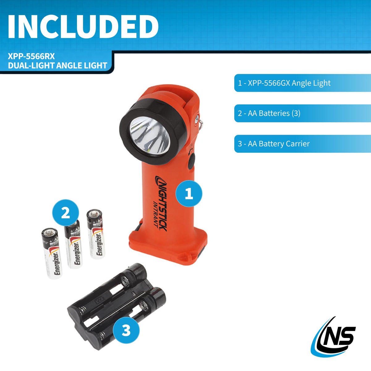 Nightstick XPP-5566RX Intrant Intrinsically Safe Dual Angle Light - 3 in 1 Flashlight, Floodlight, Dual-Light - 8 Brightness Modes - Red