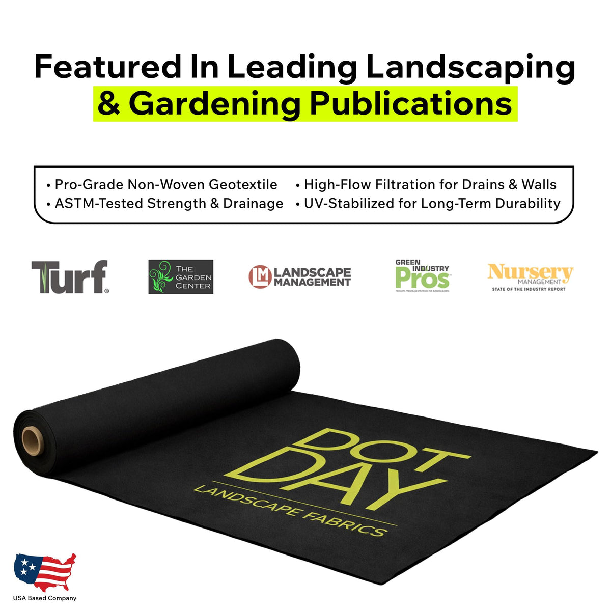 DOTDAY 8 oz Non-Woven Geotextile Fabric 6ft x 50ft, Heavy Duty Driveway Underlayment for Gravel, French Drain Fabric, Paver Base & Erosion Control, UV-Stabilized Permeable, Black, Terra