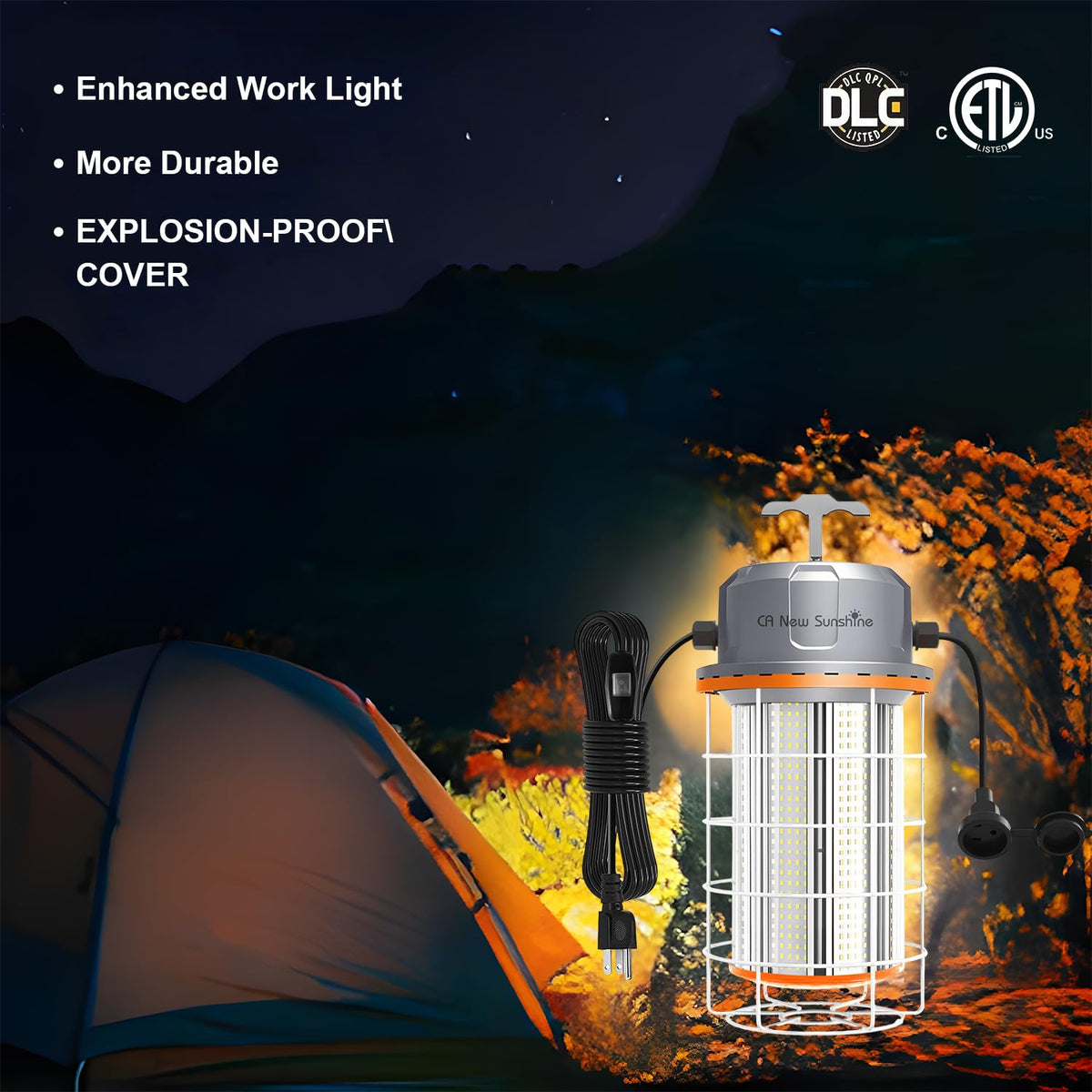 400W LED Temporary Work Light,56000Lumens 5000K Daylight White ON/Off Switch & Hook, IP65 Dust & Waterproof,Portable Hanging Construction Site Light for Jobsite, Warehouse, Workshop, Outdoor Projects