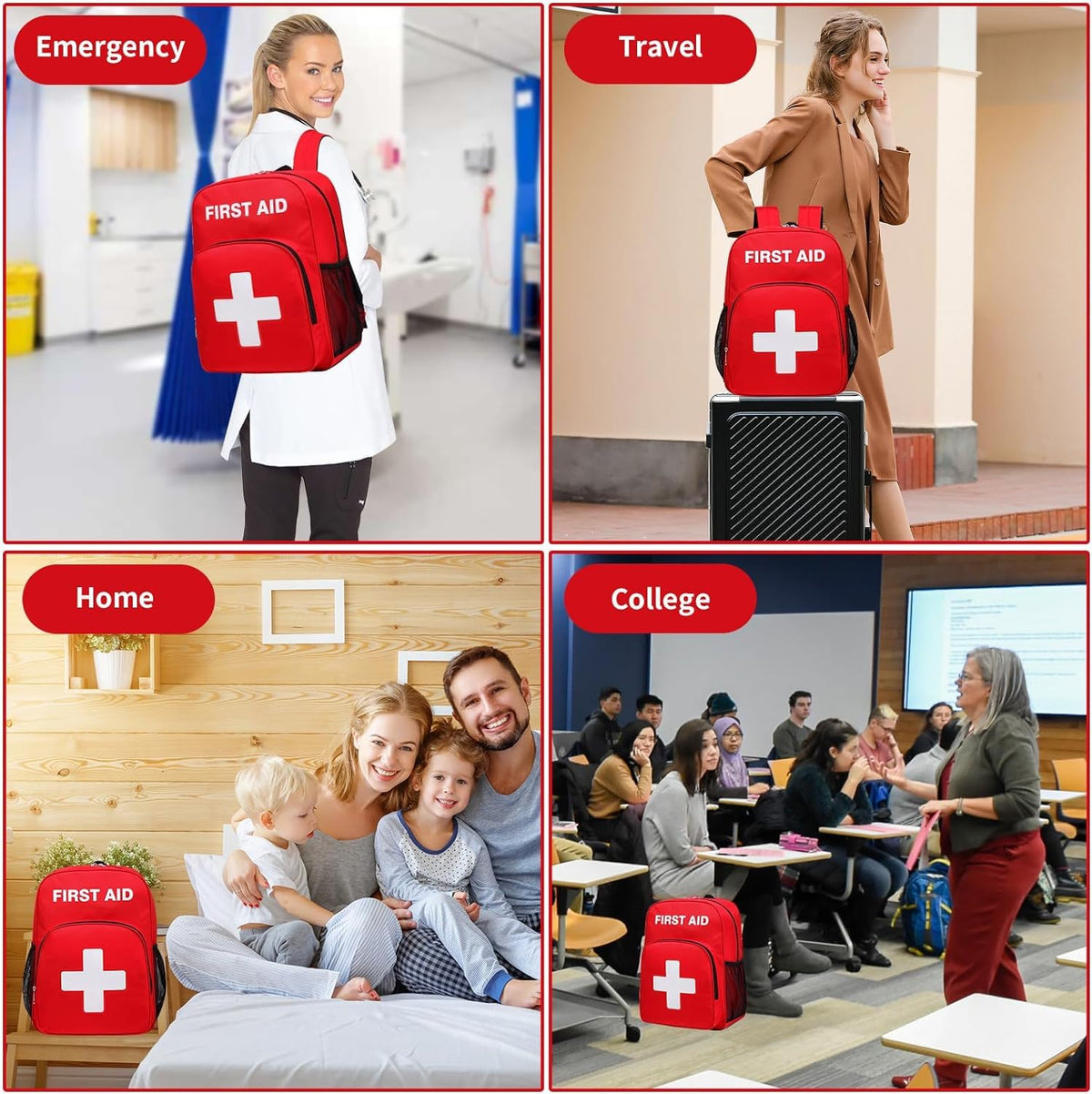 Gatycallaty First Aid Backpack Emergency Medical Empty Waterproof Survival First Responder Trauma Bag Travel Home Outdoor (Red, Pack of 5)