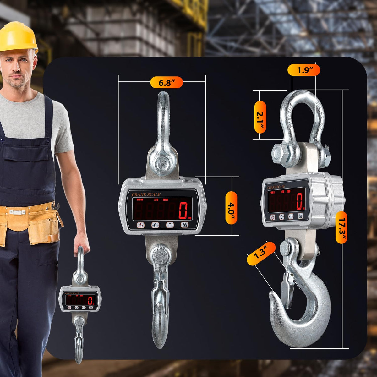 CGOLDENWALL Digital Crane Scale 6600lb Industrial Hanging Scale Handheld Hoist Scale kg lb Switchable 3000kg Wild Game Scale for Farms, Hunting and Livestock