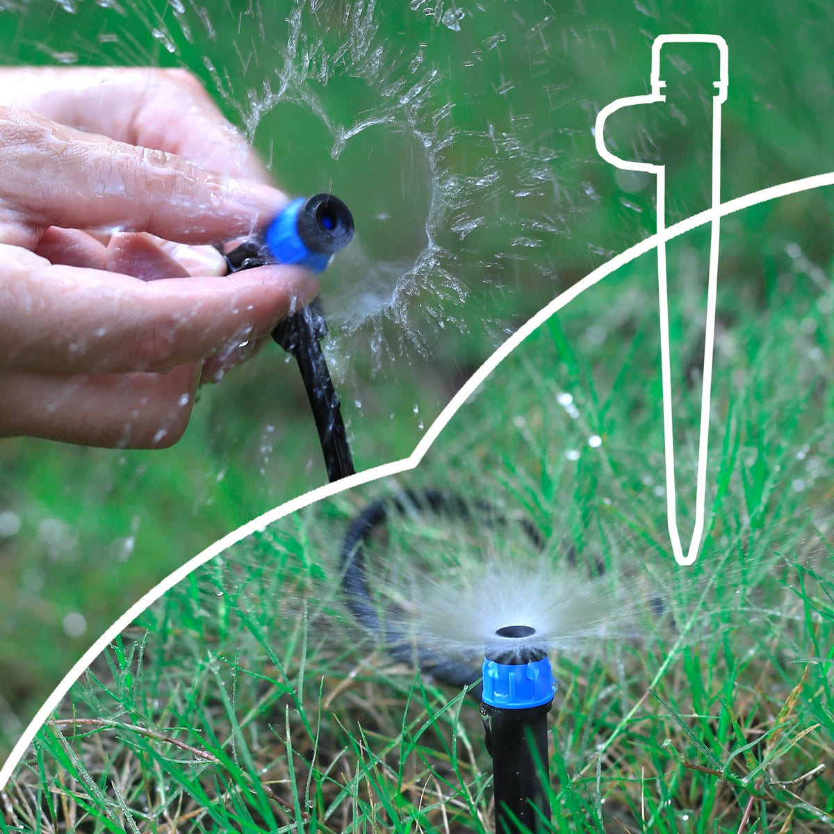 Drip Irrigation Emitters with Adjustable 360 Degree Water Flow Drippers Sprayer for 1/4 inch Tubing, Garden Drippers Sprayer Perfect for House Garden Watering System.(50pcs-Blue 360 Degree Sprayer)