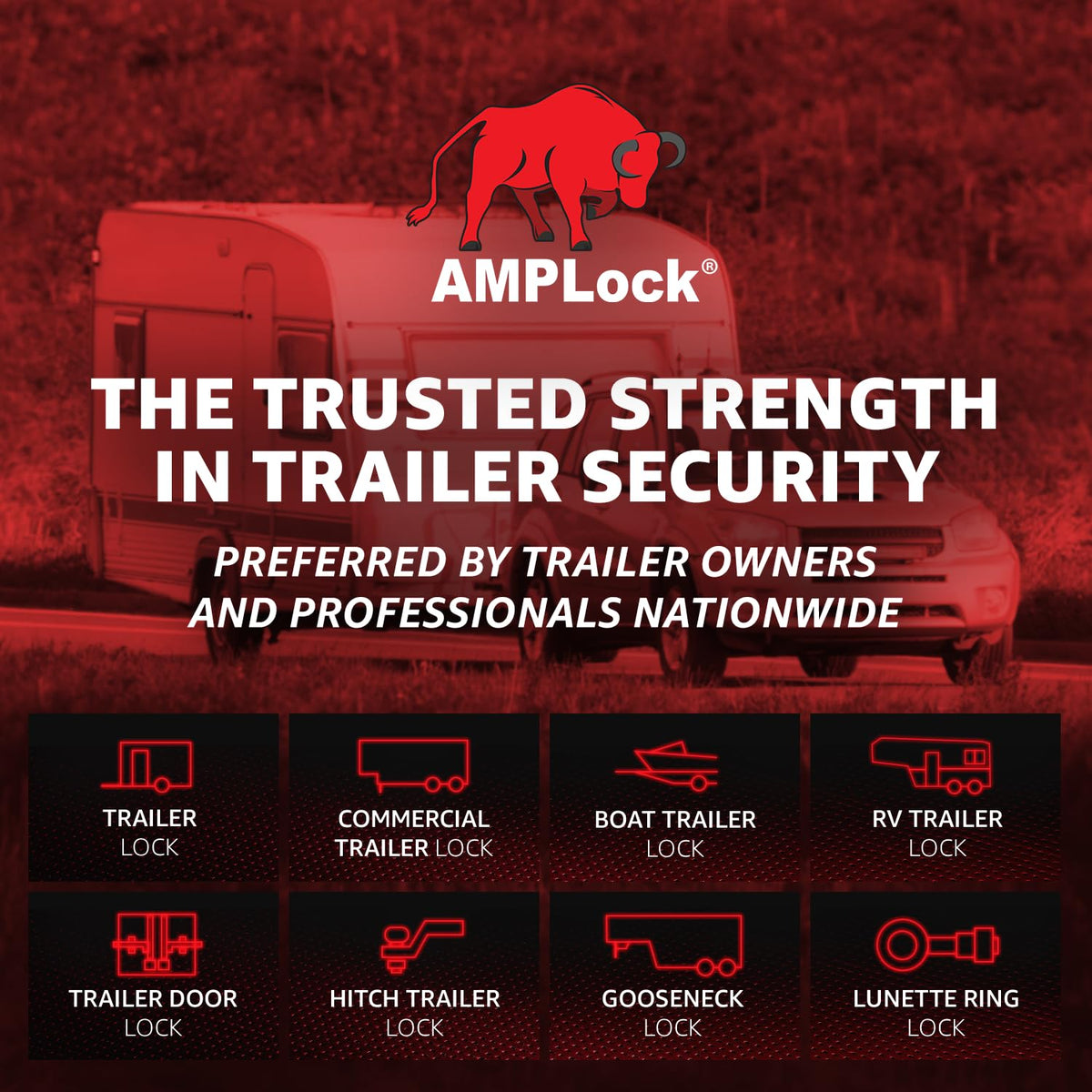 AMPLock U-BRHT2516 2 5/16 Trailer Coupler Lock Titan Weld-On Design Ball Hitch Lock Anti Theft for Boat Trailer RV Camper, Keyed Alike Heavy Duty, Fits 2 5/16 Titan Weld-On Ball Coupler Only