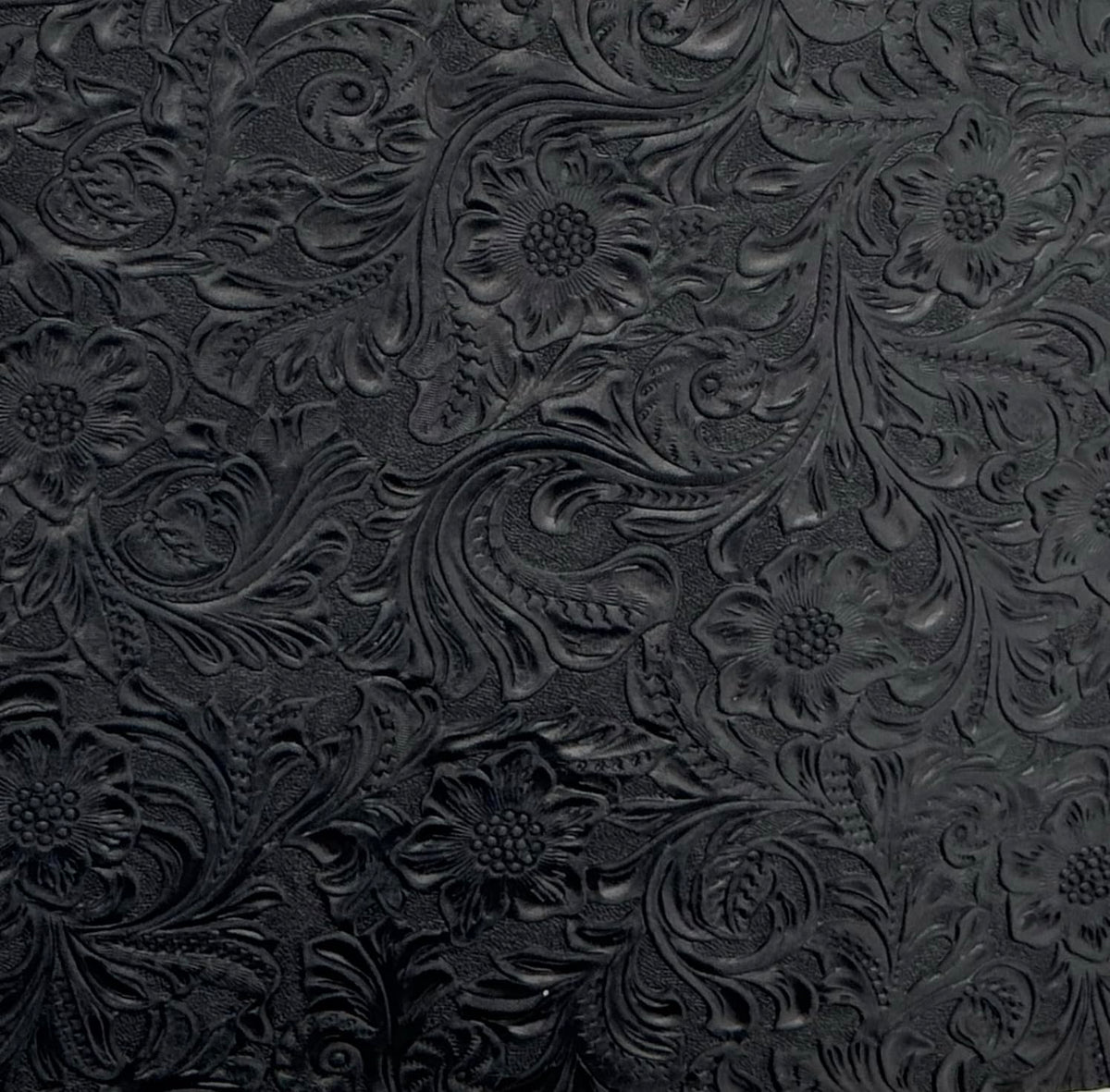 Western Style Bump Texture Geometric Pattern 2.0mm(5-5.5oz) Genuine Leather Sheet, Floral Tooling Craft Leather for DIY Projects (Black | Pattern 12"x24")