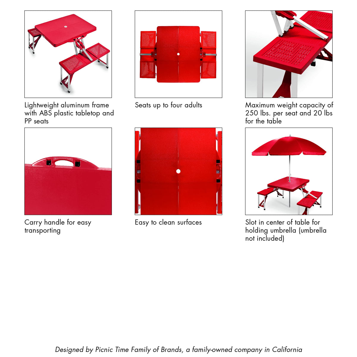 Picnic TIME Disney Nightmare Before Christmas Jack Folding Picnic Table with Seats, Collapsible Aluminum Table, Bench Set w/Umbrella Hole, Lightweight Portable Table for Camping, Travel, Tailgating