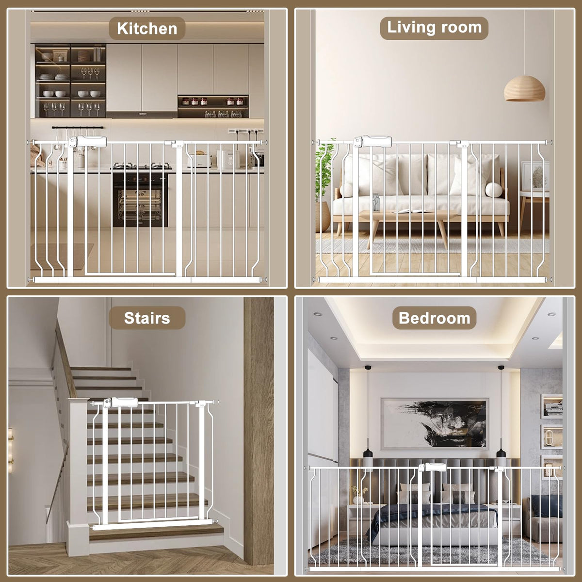 ALLAIBB Extra Wide Pressure Mount Baby Gate Auto Close Metal Child Dog Pet Safety Gates with Walk Through for Stairs,Doorways,Kitchen and Living Room (62.02-66.93"/158-170cm)