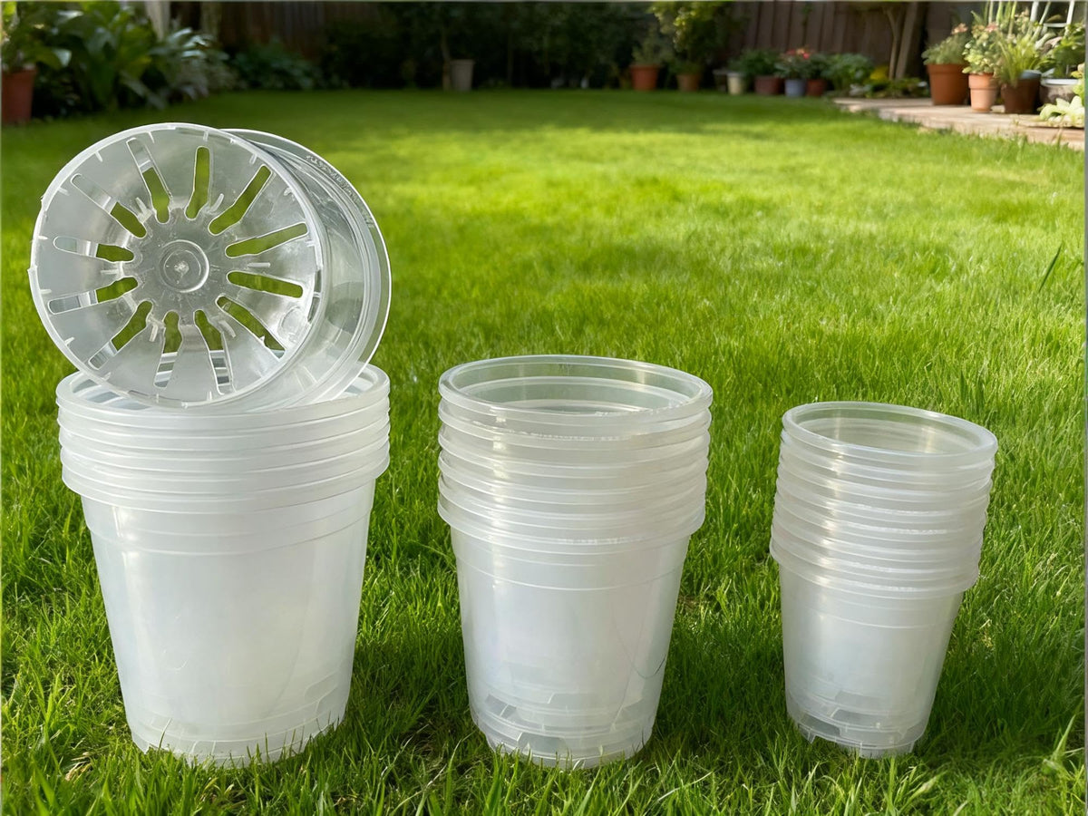 NABAOXUN 12 Pack 6.7/5/4.5 Inch Clear Plastic Pots for Plants,Thickened and Durable Nursery Pots for Plant,Plastic Plant Pot Seedling Planter Seed Starter Flower