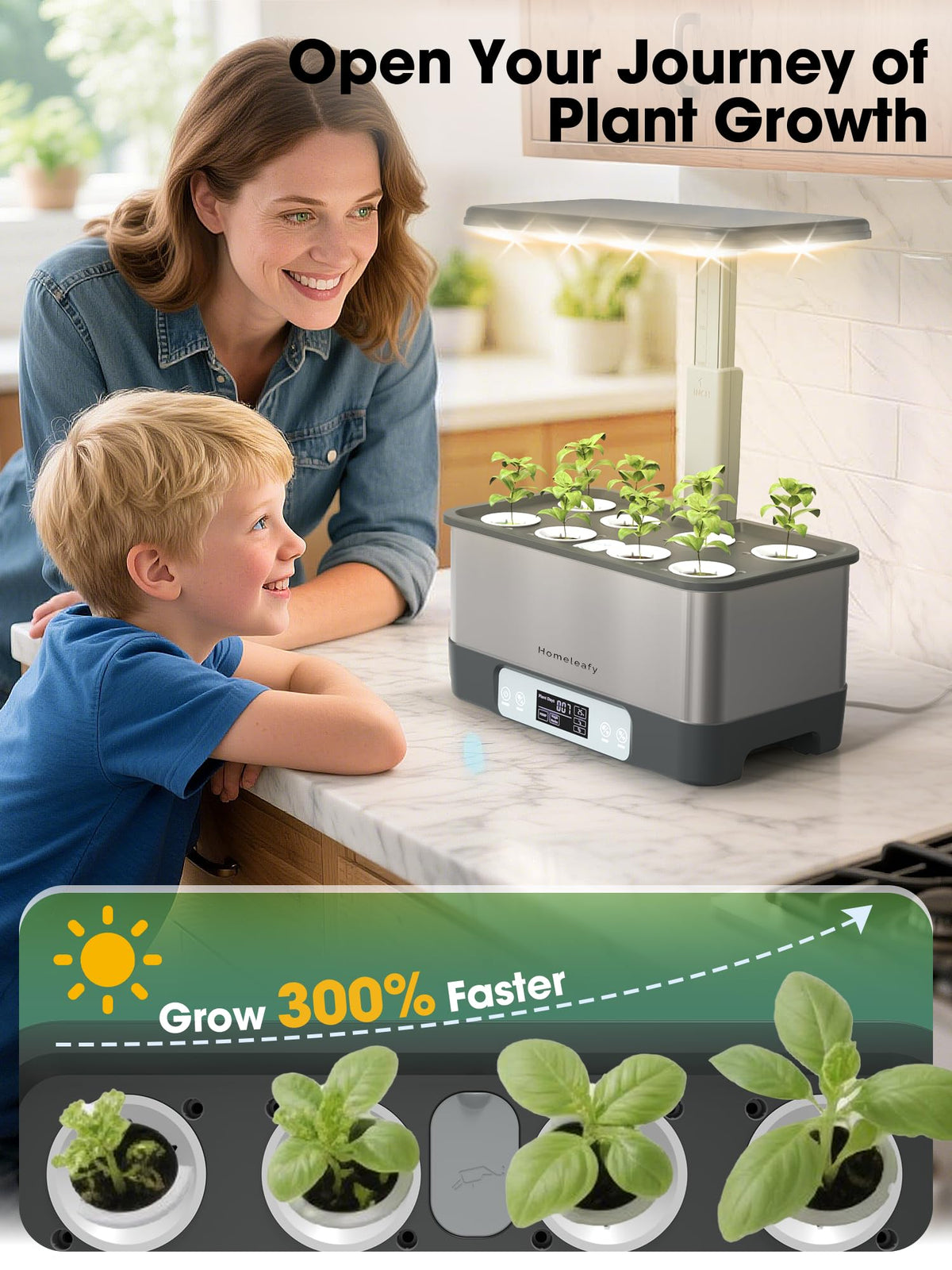 Homeleafy Hydroponics Growing System Kit, 8 Pods Smart Indoor Herb Garden with WiFi App Control, Seeds Pod Kit,LED Grow Light,Stainless Steel Herbs Planter for Lettuce,Basil,Gardening Gifts