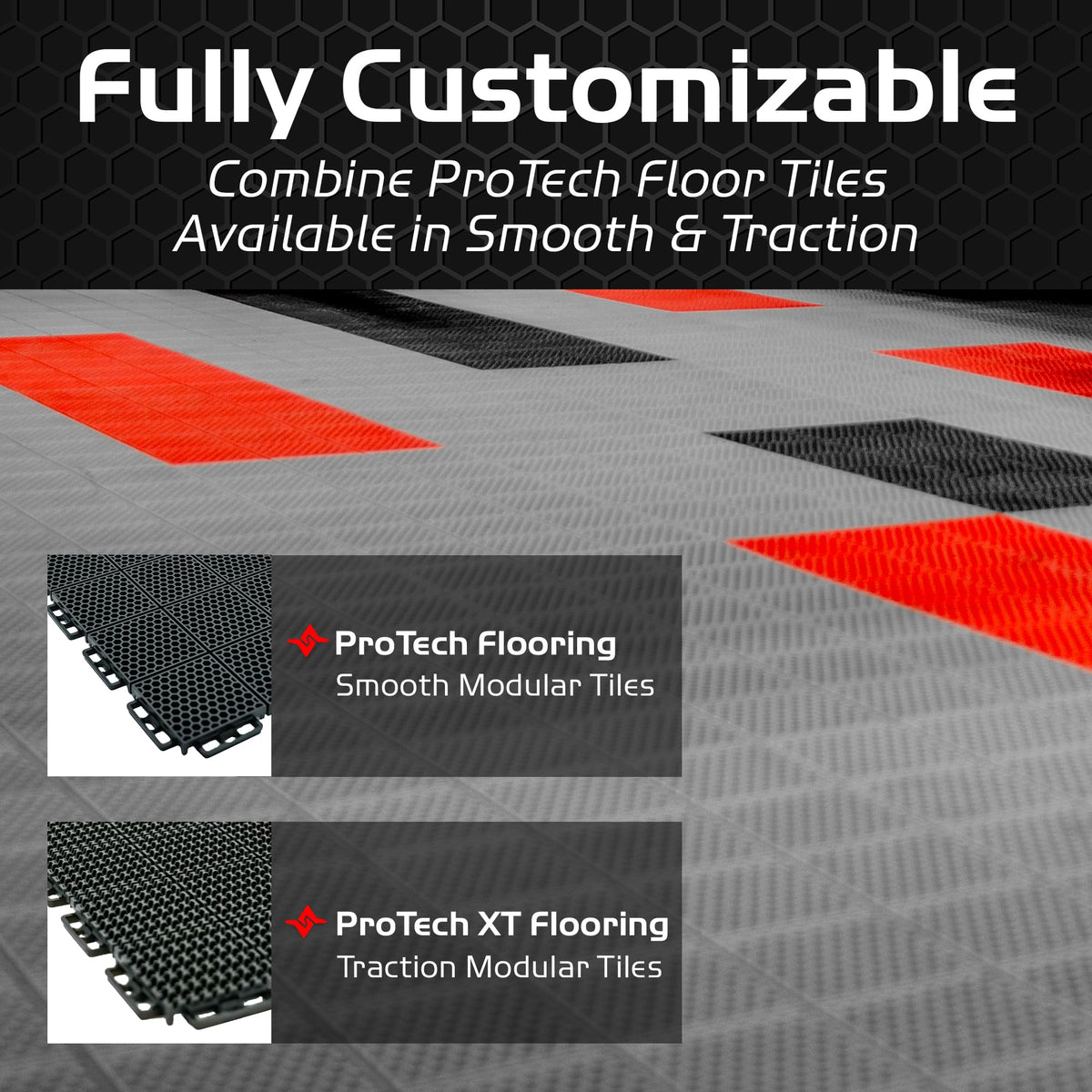 Caliber ProTech Garage Flooring Tiles, 9” x 18” Interlocking Tiles, Black, 24-Pack