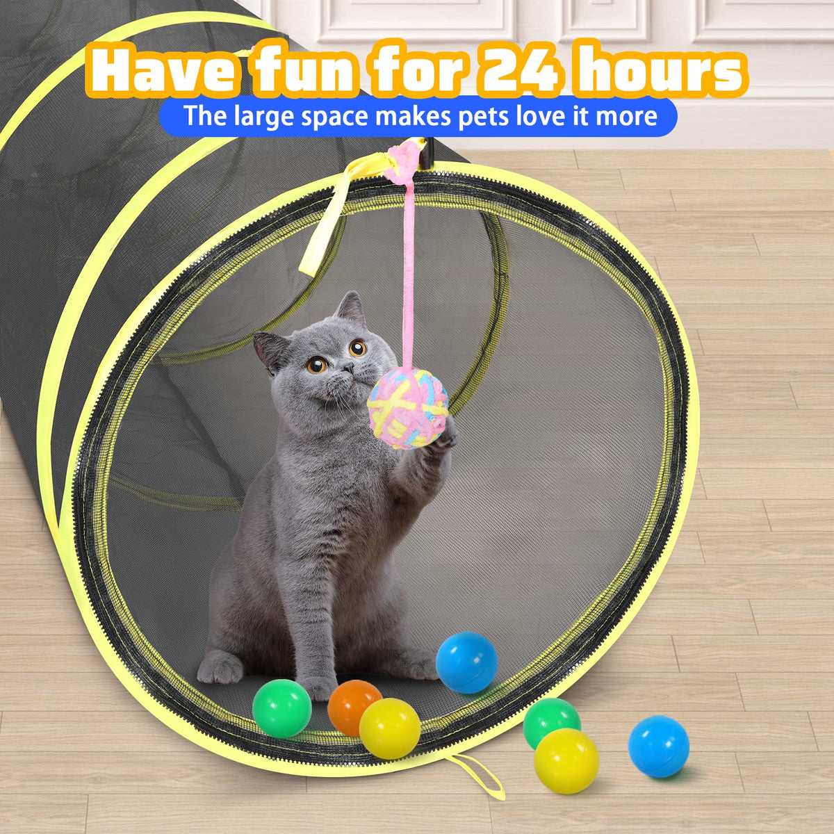 Wilwolfer 5 in 1 Cat Enclosure - Outdoor Cat Tent with Tunnel & House - Portable Pet Playpen for Cats, Puppies & Small Animals