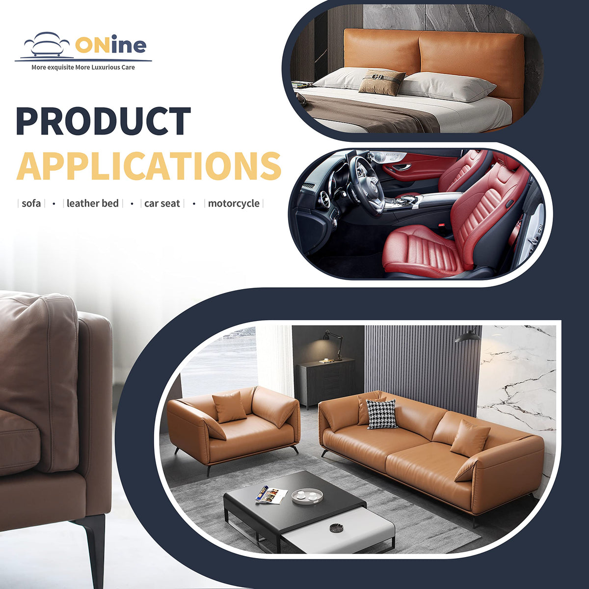 ONine Leather Repair Patch,Leather Repair Tape, 16 x 48 inches Leather Repair Patch for Furniture,Vinyl Repair kit,Leather Couch Patch,for Sofas, Furniture, car Seats(Dark Brown)