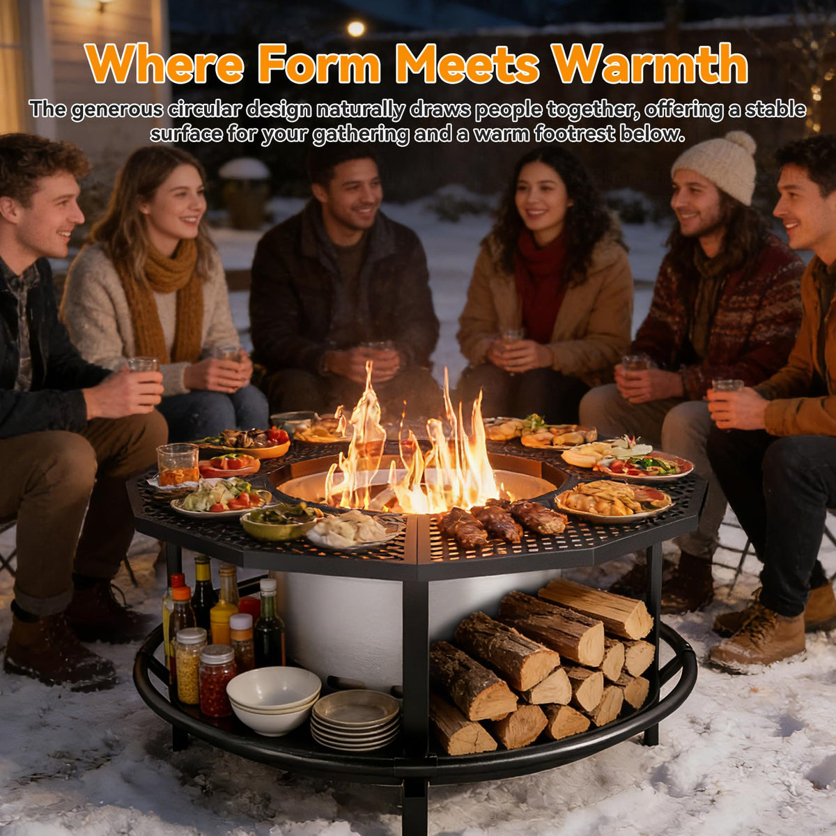 Fire Pit Surround Tabletop - 360ยฐ Fire Pit Guard for Solo Stove Bonfire & Ranger, Portable Protective Barrier for Wood Burning Fire Pits Up to โ21", UV-Resistant Outdoor Fabric (Firepit Not Included)