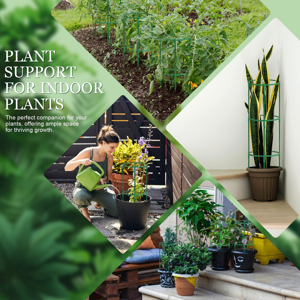 24Pcs Plant Support Stakes, Half Round Plant Stakes for Indoor Plants, Stackable Garden Flower Support, Plant Cages for Tomato,Monstera, Peony, Hydrangea, Climbing Plants