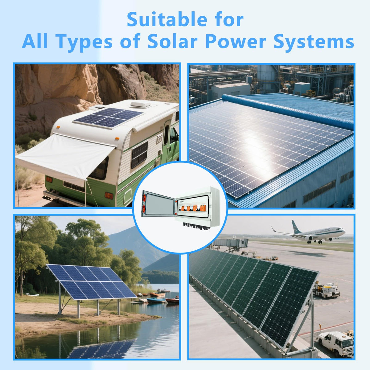 Solar Disconnect Switch, PV Combiner Box 4 String 1000V 40A Solar Surge Protector, IP65 Waterproof, Plug & Play Outdoor Solar Panel System