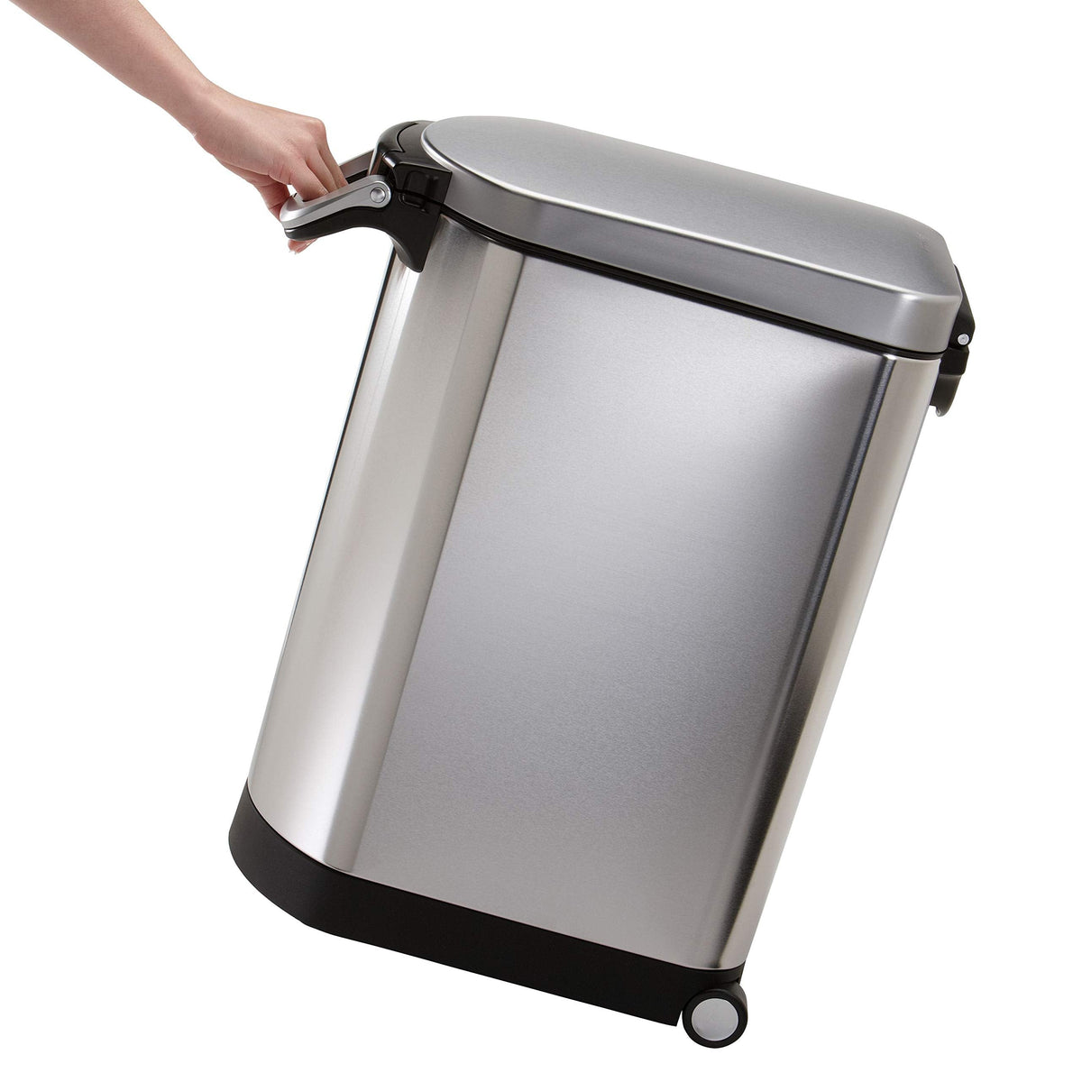 simplehuman Medium Pet Food Storage Container, Holds 25-29 lb / 11-13 kg of Dry Dog Food, Cat Food, or Bird Seed, Airtight Lock-Tight Lid with Magnetic Scoop, BPA-Free, Brushed Stainless Steel