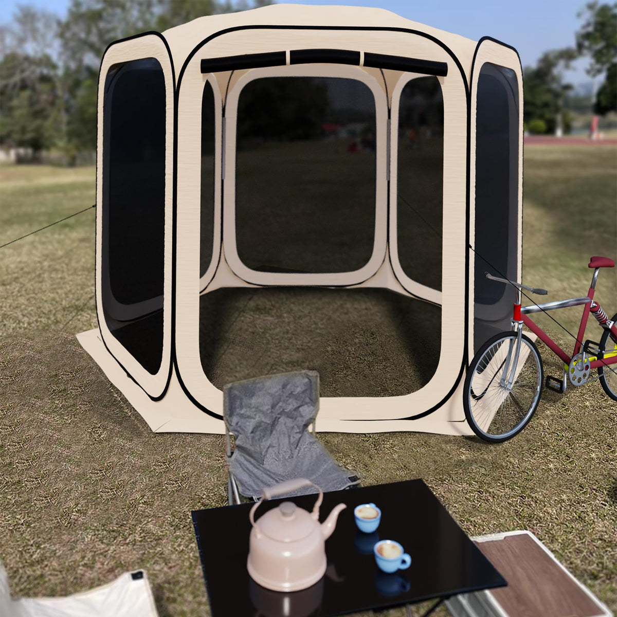 HOOYEAH Pop-up Screen House Tent, Portable Screen Room Camping Canopy, Instant Screen Tent Ultimate Outdoor Shelter with Carry Bag for Patio, Backyard, Garden and Outdoor Activities, 10x10
