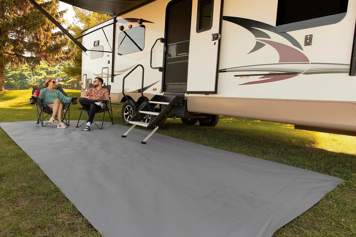 Lippert Outdoor Patio Rug - Gray, 8' x 20'