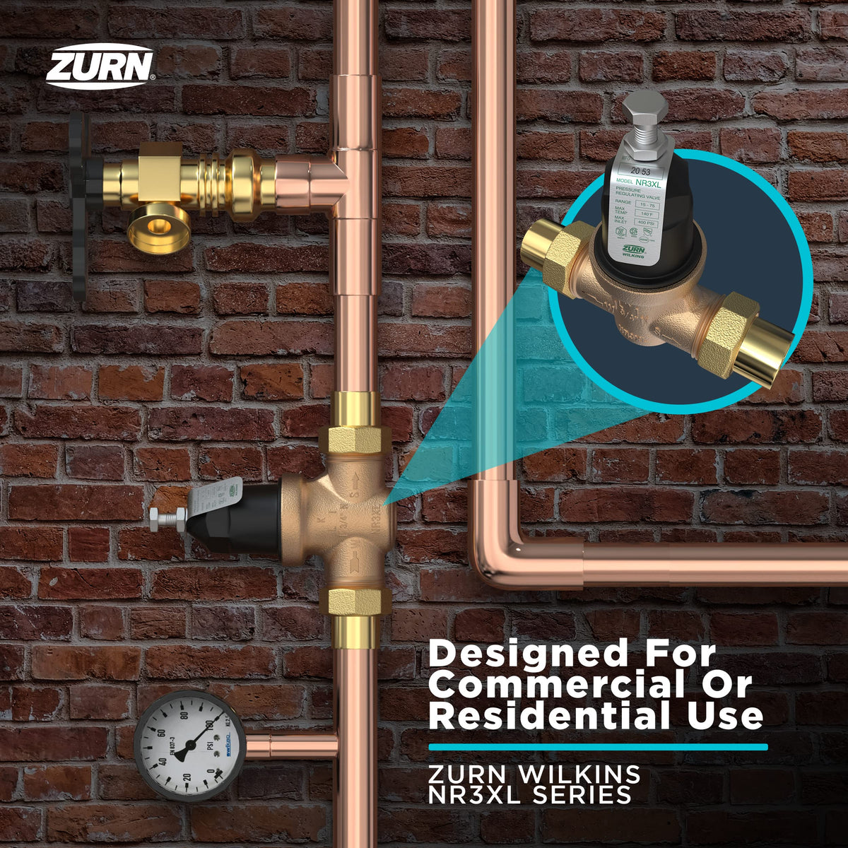 Zurn Wilkins 114-NR3XLDULU 1-1/4" NR3XL Pressure Reducing Valve with Union Capable Female x Female NPT Connection