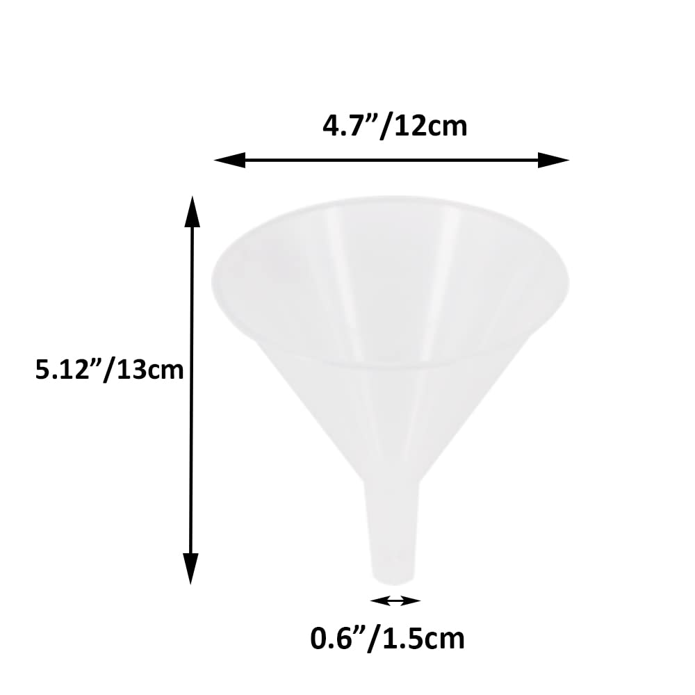 8 Pack Multi-Purpose Plastic Funnels with Long Reaching Spout (4.7”) for Water Bottle, Easy and Smooth Content Transfer by ZMYBCPACK