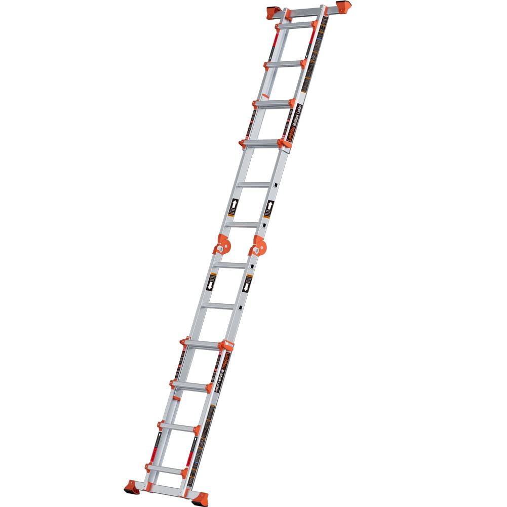LANBITOU Ladder, A Frame 4 Step Ladder Extension, 14 FT Anti-Slip Multi Position & Storage Folding Ladder, 330 lbs Security Load Telescoping Aluminum Ladders for Stairs Home Indoor Outdoor Roof