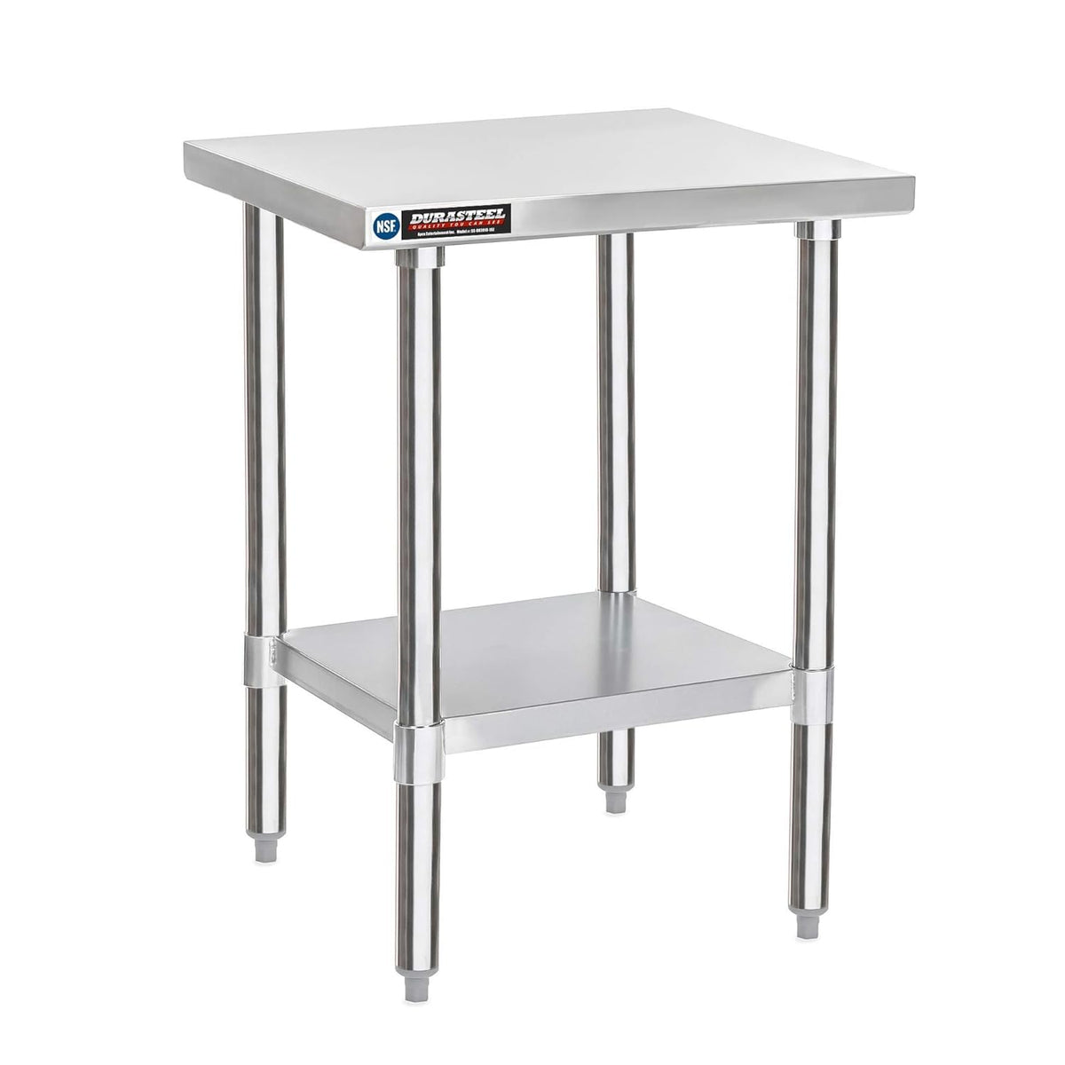 DuraSteel 30x18 Stainless Steel Work Table - NSF Commercial Prep Metal Table - Outdoor Pizza Oven Stand w/Under Shelf - Kitchen Island Laundry Utility Garage Microwave Stand Large Rolling Storage Cart