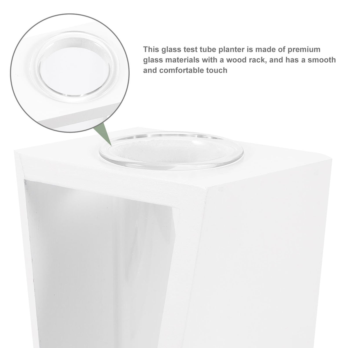 YARNOW Test Tube Plant Vase with White Wood Rack, Glass Hydroponic Propagation Tubes for Indoor Water Culture, Small Terrarium Holder for Home and Office Décor