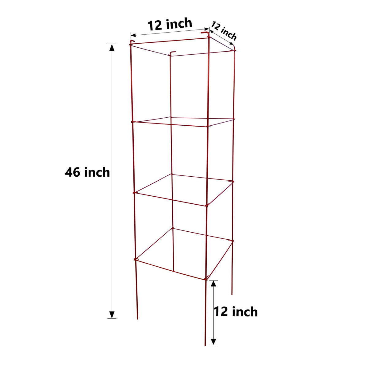 Thealyn Tomato Cages 6 Packs 46 Inch (H) Plant Stand with 164 Feet Twist Ties, Heavy Duty Garden Plants Support for Tomatoes, Cucumber, and Other Climbing Plants (Red)