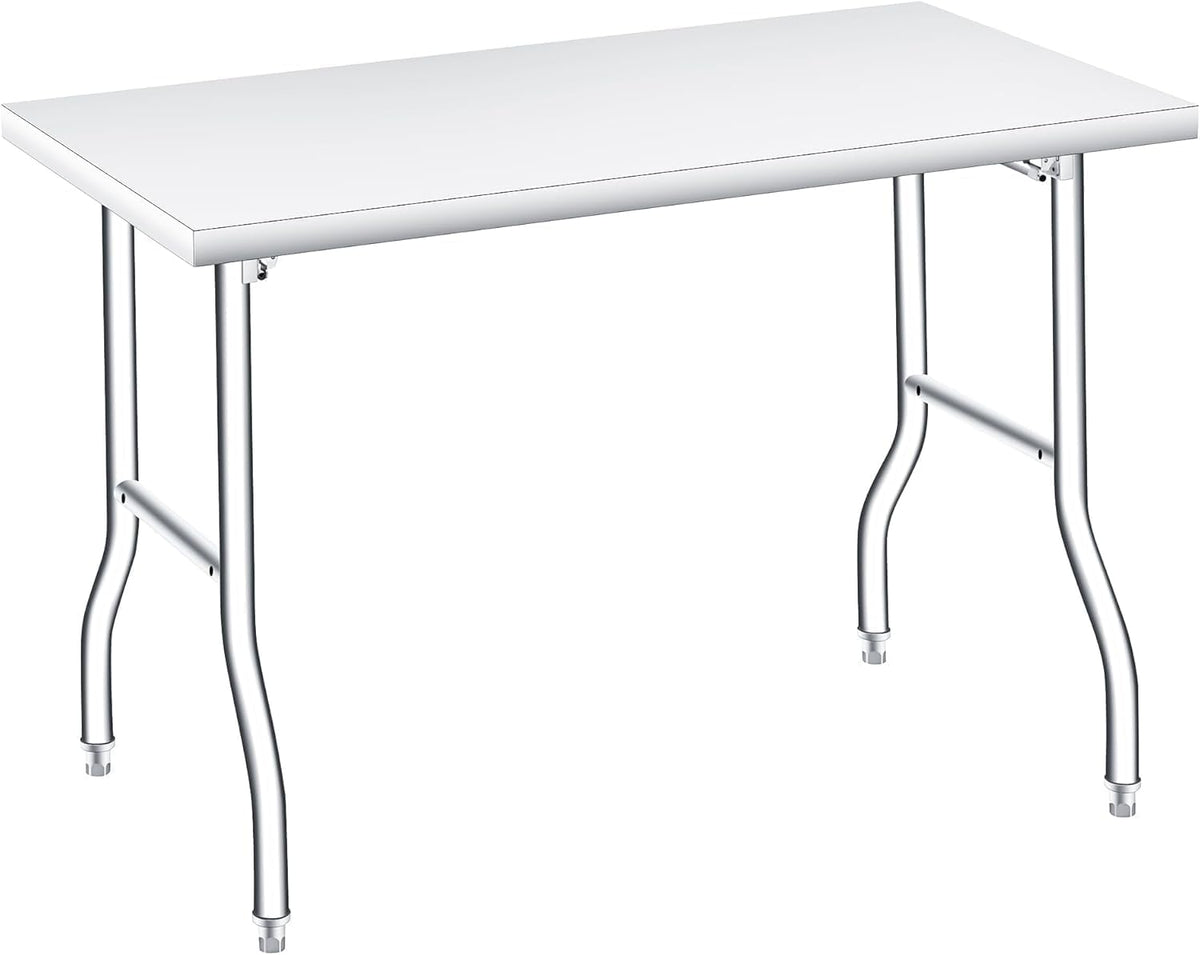 COZONY Stainless Steel Foldable Work Table, 48×30 Inch Heavy Duty Construction, Rust-Resistant & Durable Utility Table for Home Kitchen, Food Prep, Garage Storage and Outdoor Use