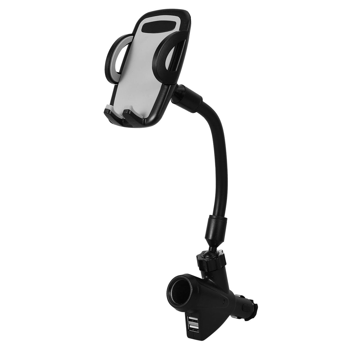 Veemoon Portable Electronic Device Mount for 3-6.5 inch Phones, Dual USB Car Charger Lighter Phone Holder