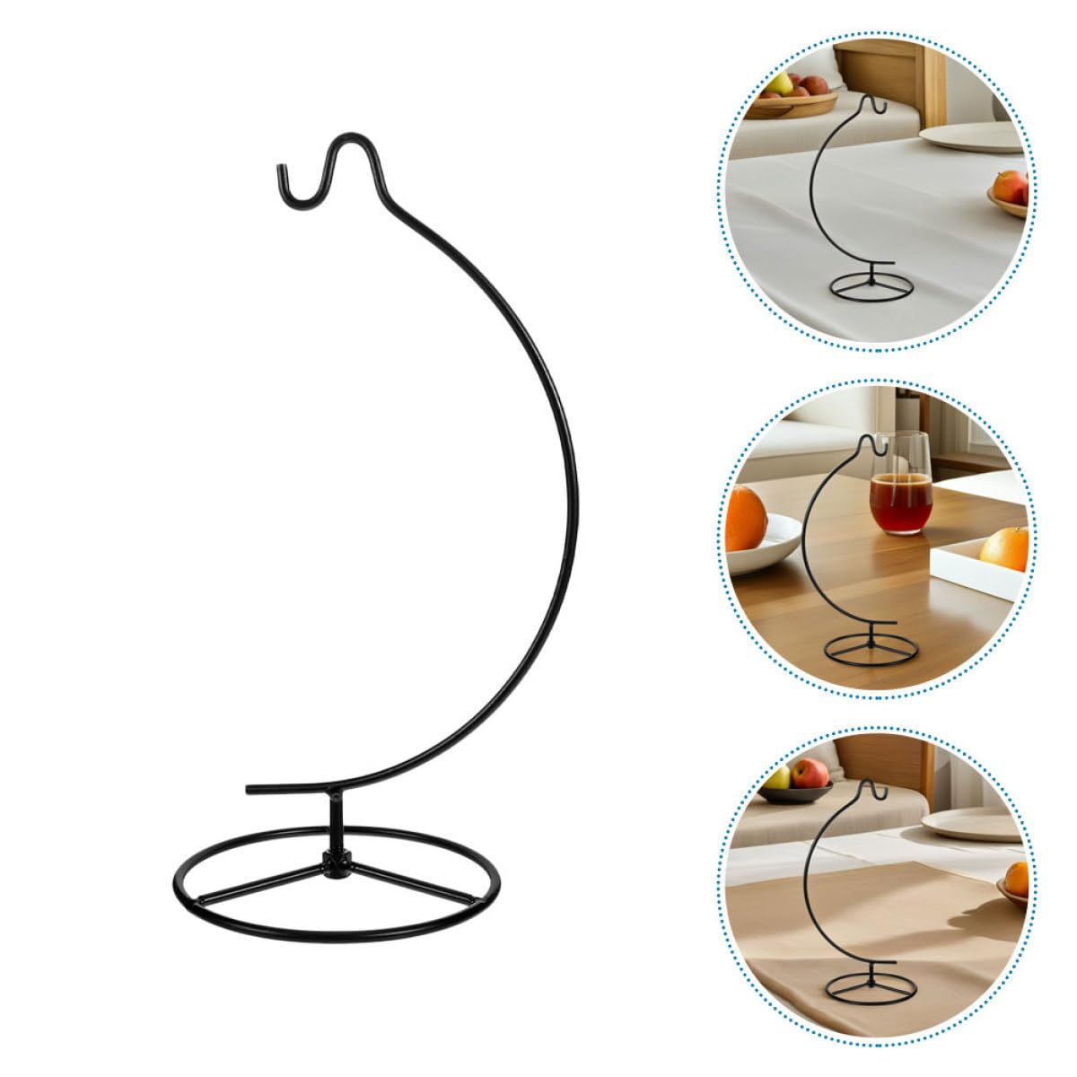 Toyvian 2pcs Moon-shaped Hanging Stand for Air Plant Terrarium and Ornament Display, Black Iron Metal Hook Rack for Indoor Home Décor and Hanging Flowerpot Holder
