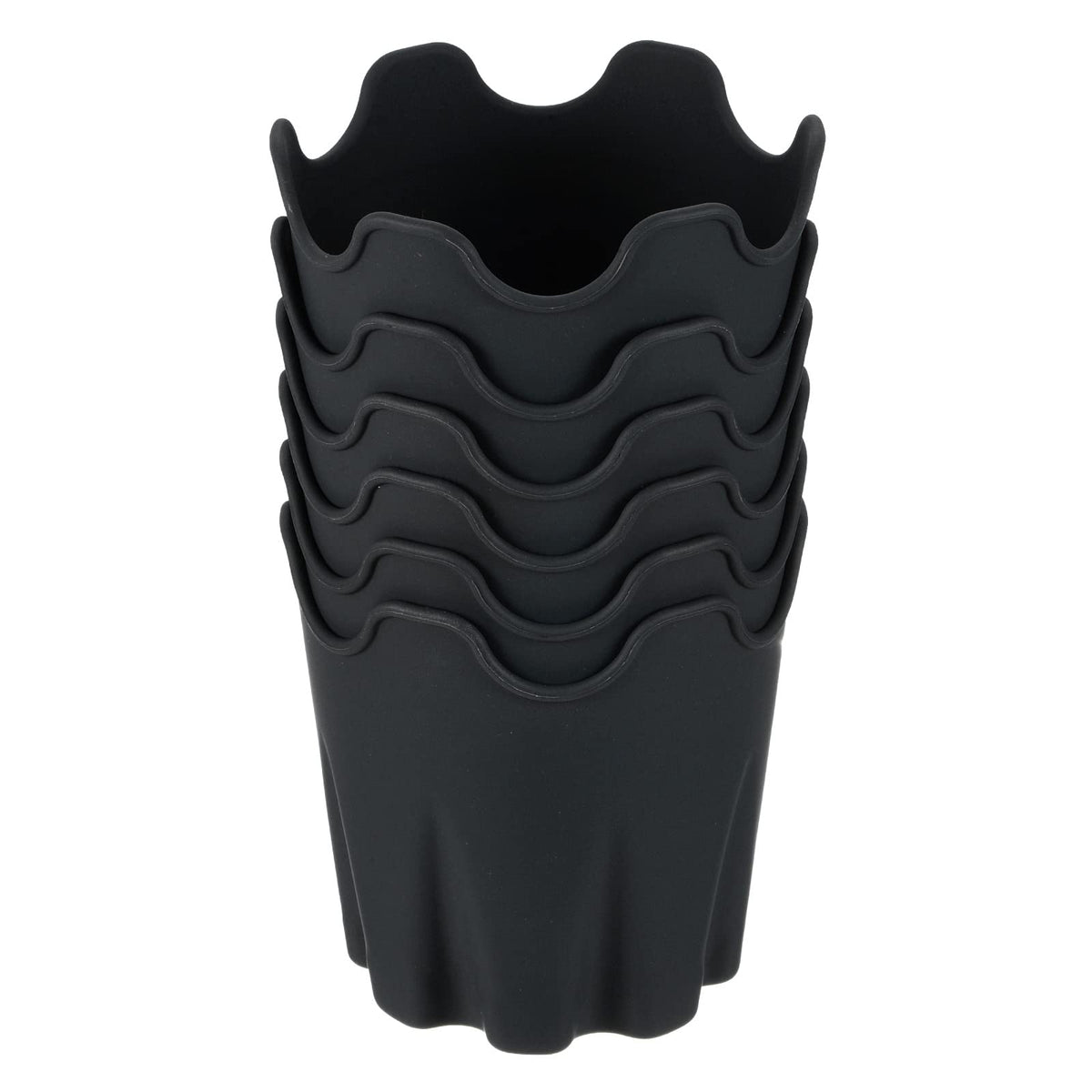 PATIKIL Silicone Plant Pot 4", 6 Pack Round Flower Planter Decorative Container for Indoor Outdoor Gardening, Black