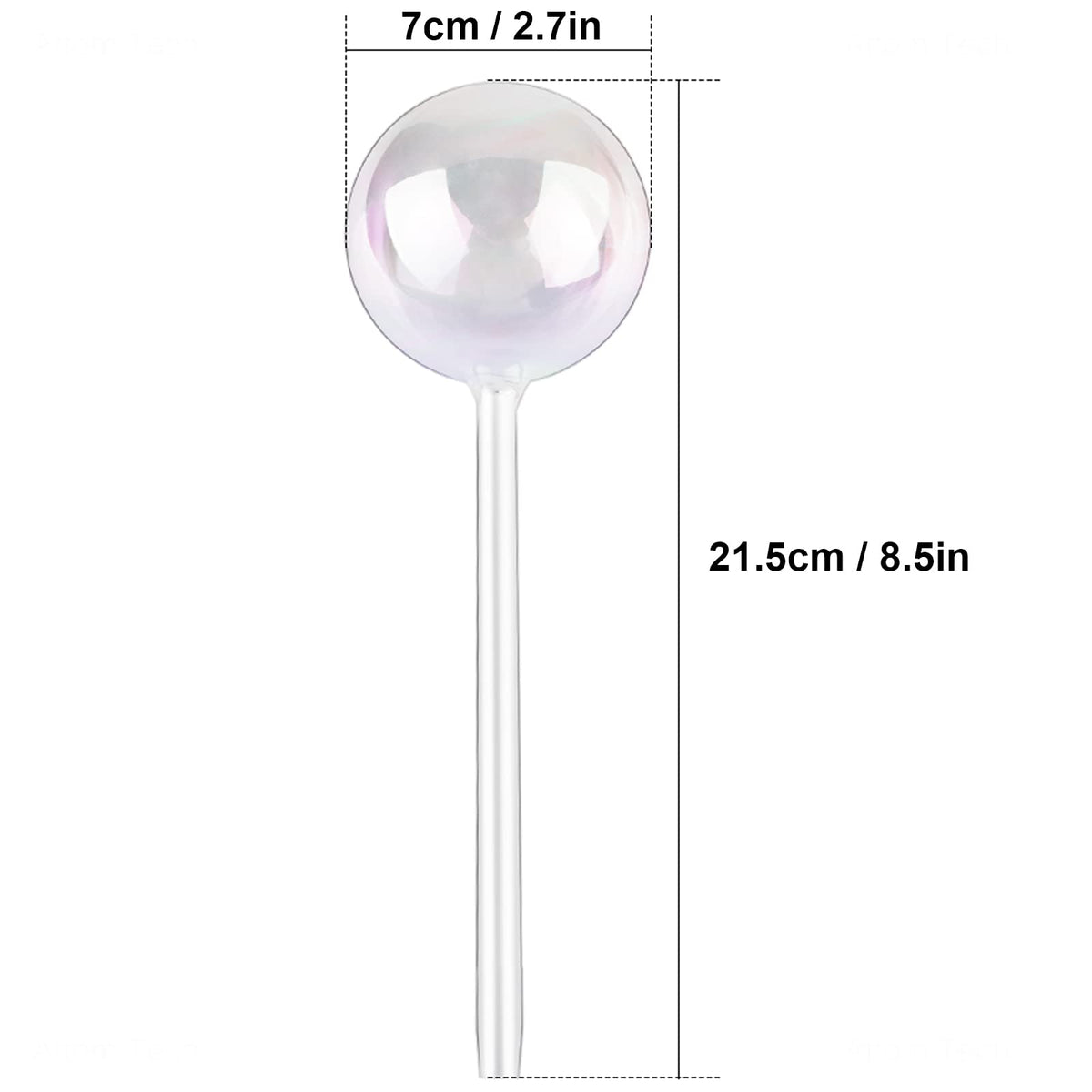 Tomorotec [3PCS] Light Iridescent Rainbow Gradient Color Clear Glass Self-Watering System Spikes, Automatic Plant Waterer Bulbs