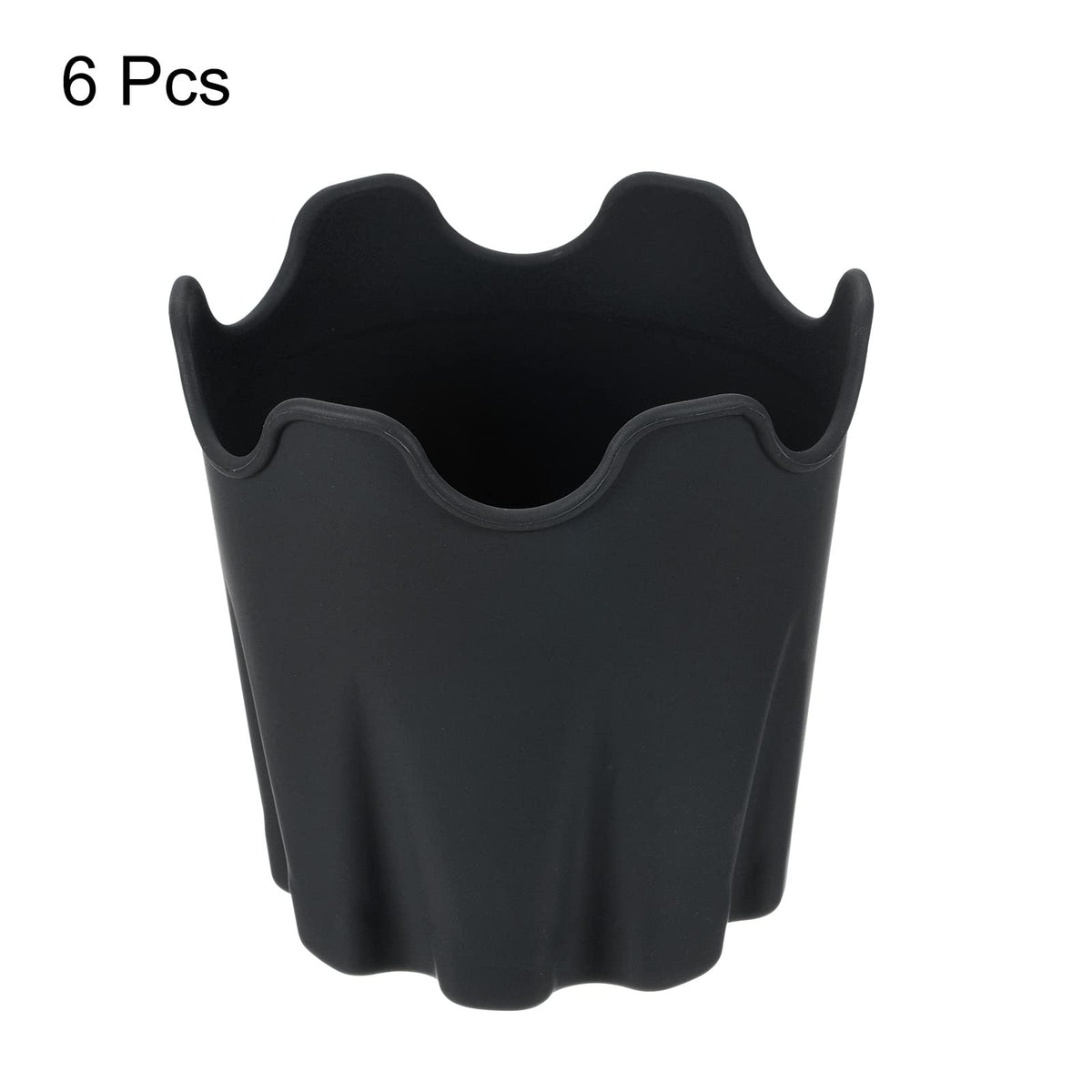PATIKIL Silicone Plant Pot 4", 6 Pack Round Flower Planter Decorative Container for Indoor Outdoor Gardening, Black